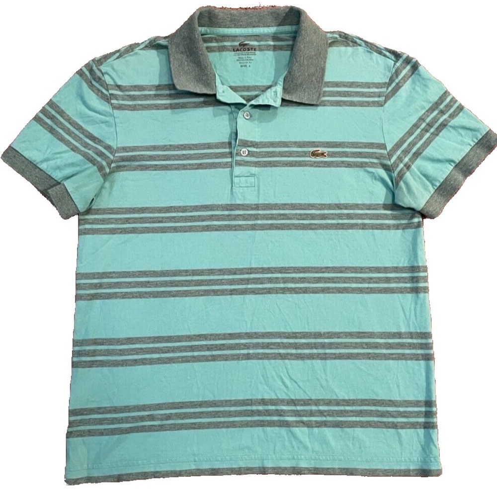 Lacoste Teal Striped Polo size 8 Preppy